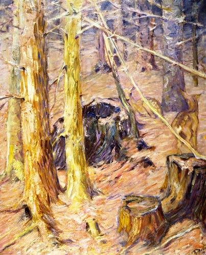 Interior da floresta com cervos (Franz Marc) - Reprodução com Qualidade Museu