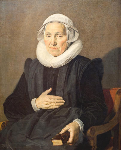 Retrato de Sara Andriesdr Hessix, esposa de Michiel Jansz Middelhoven, sentada e segurando um livro