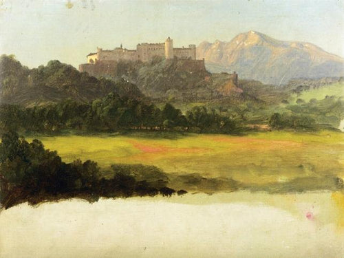 Salzburg, Áustria, vista do castelo (Frederic Edwin Church) - Reprodução com Qualidade Museu