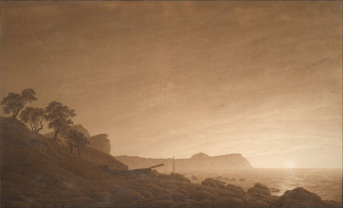 Vista de Arkona com a lua nascendo (Caspar David Friedrich) - Reprodução com Qualidade Museu
