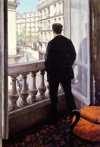 Um jovem em sua janela (Gustave Caillebotte) - Reprodução com Qualidade Museu