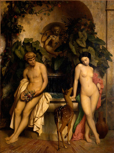 The Idylle - Daphnis And Chloe (Jean-Leon Gerome) - Reprodução com Qualidade Museu