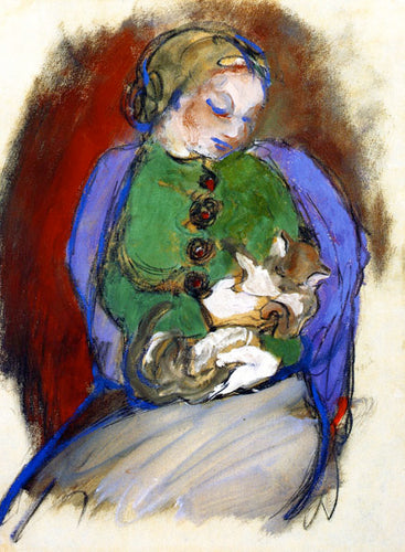 Menina com gato (Franz Marc) - Reprodução com Qualidade Museu