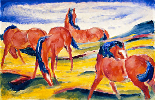 Cavalos Pastando II (Franz Marc) - Reprodução com Qualidade Museu