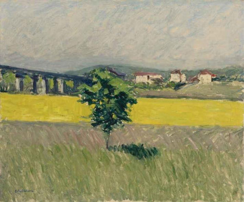 Field And Pont Dargenteuil (Gustave Caillebotte) - Reprodução com Qualidade Museu