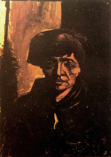 Cabeça de uma camponesa com capuz escuro (Vincent Van Gogh) - Reprodução com Qualidade Museu