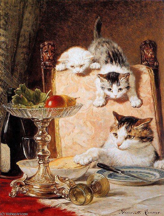 Les Ameurs De Fromage (Henriette Ronner-Knip) - Reprodução com Qualidade Museu