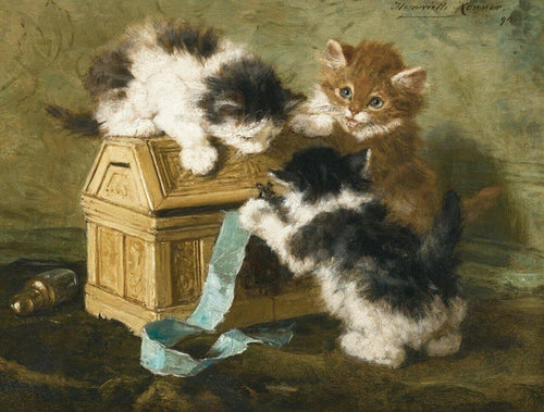 Três gatinhos (Henriette Ronner-Knip) - Reprodução com Qualidade Museu