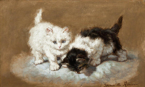 Dois gatinhos em um travesseiro (Henriette Ronner-Knip) - Reprodução com Qualidade Museu