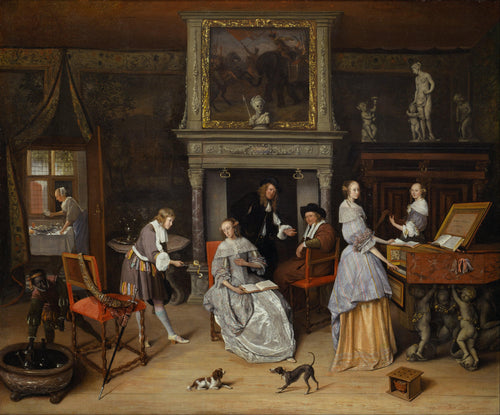 Fantasy Interior com Jan Steen e a família de Gerrit Schouten