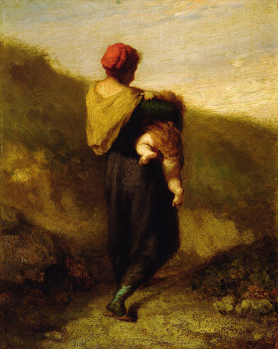 Mãe e filho (Jean-François Millet) - Reprodução com Qualidade Museu