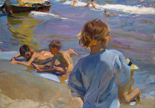 Crianças na praia (Joaquin Sorolla) - Reprodução com Qualidade Museu