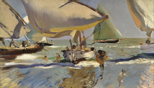Barcos na praia (Joaquin Sorolla) - Reprodução com Qualidade Museu