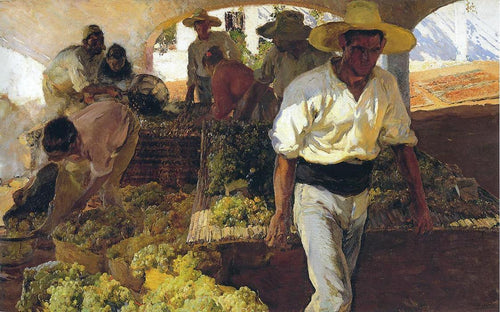 Preparando passas - transportando uvas, Javea (Joaquin Sorolla) - Reprodução com Qualidade Museu