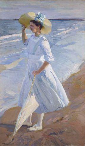 Elena na praia (Joaquin Sorolla) - Reprodução com Qualidade Museu