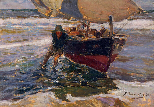 Beaching The Boat-Study (Joaquin Sorolla) - Reprodução com Qualidade Museu