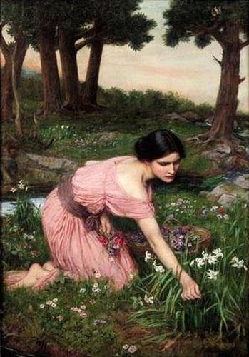 A primavera abre uma volta verde de flores (John William Waterhouse) - Reprodução com Qualidade Museu