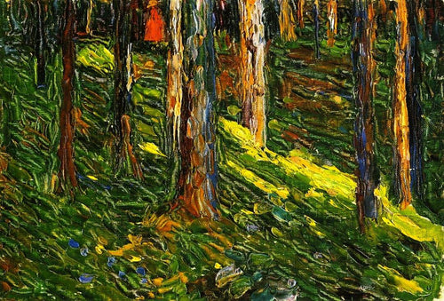 Paisagem da floresta com figura vermelha (Wassily Kandinsky) - Reprodução com Qualidade Museu