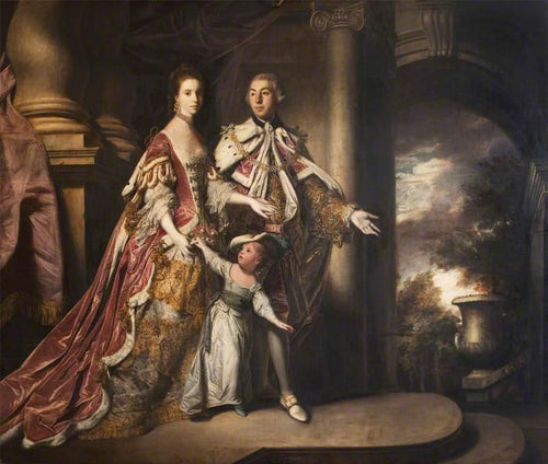 O conde e a condessa de Mexborough com seu filho, Lord Pollington