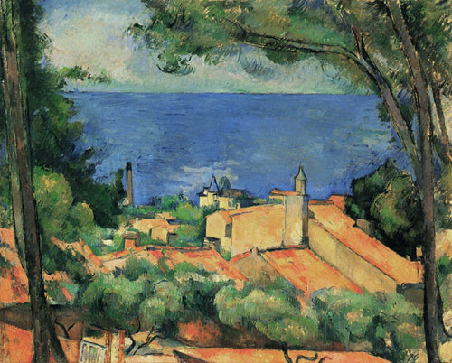 Lestaque com telhados vermelhos (Paul Cézanne) - Reprodução com Qualidade Museu