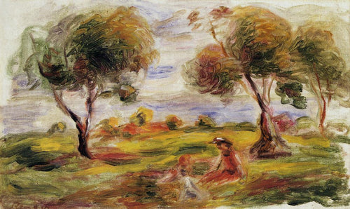Paisagem com figuras em Cagnes (Pierre-Auguste Renoir) - Reprodução com Qualidade Museu