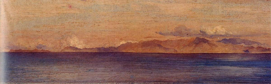 Vista distante das montanhas do Mar Egeu - Frederic Leighton