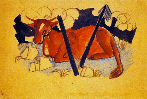 Vaca Vermelha Deitada (Franz Marc) - Reprodução com Qualidade Museu