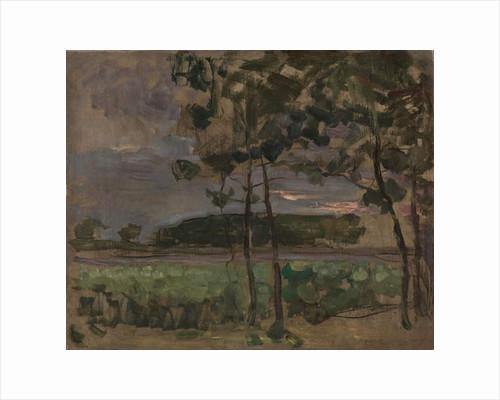 Campo com árvores jovens em primeiro plano (Piet Mondrian) - Reprodução com Qualidade Museu