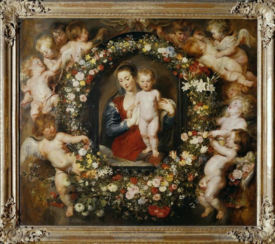 Madonna em grinalda floral (Peter Paul Rubens) - Reprodução com Qualidade Museu