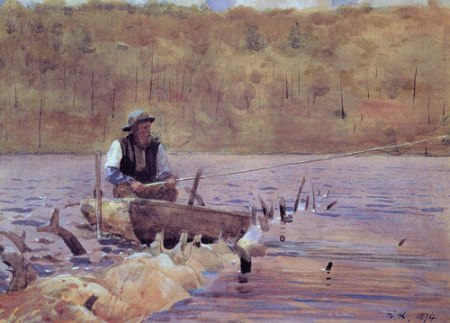 Homem Em Um Punt Pescar (Winslow Homer) - Reprodução com Qualidade Museu