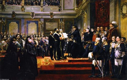 Juramento à Constituição de 1876, pela Regente Maria Cristina de Habsburgo (Joaquin Sorolla) - Reprodução com Qualidade Museu