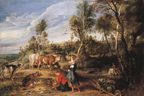 Leiteiras com gado em uma paisagem (Peter Paul Rubens) - Reprodução com Qualidade Museu