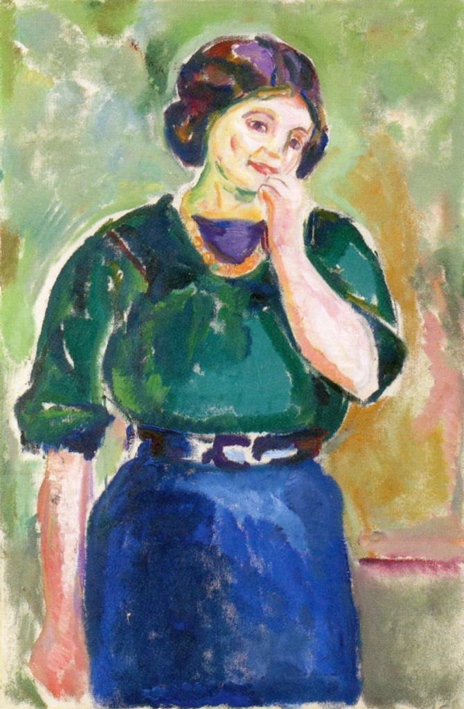Modelo em verde e azul (Edvard Munch) - Reprodução com Qualidade Museu