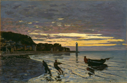 Transportando um barco em terra, Honfleur (Claude Monet) - Reprodução com Qualidade Museu