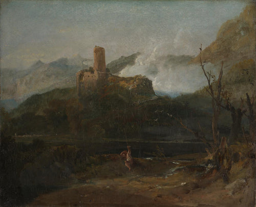 Cena de montanha com castelo, provavelmente Martigny (Joseph Mallord William Turner) - Reprodução com Qualidade Museu