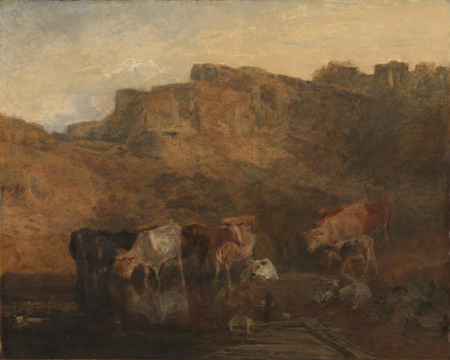 The Quiet Ruin, Cattle In Water - A Sketch, Evening (Joseph Mallord William Turner) - Reprodução com Qualidade Museu