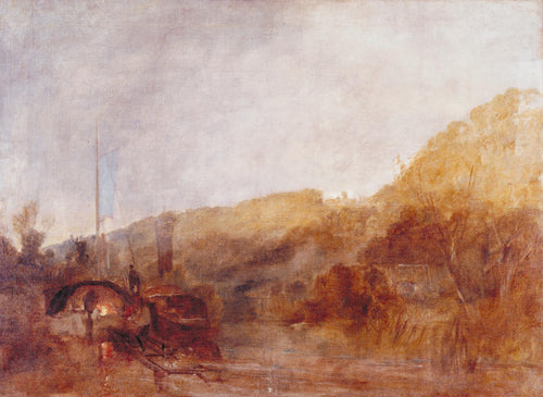 Barcaça no rio, pôr do sol (Joseph Mallord William Turner) - Reprodução com Qualidade Museu