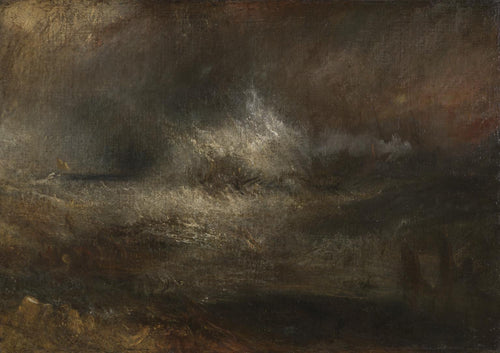 Mar tempestuoso com destroços em chamas (Joseph Mallord William Turner) - Reprodução com Qualidade Museu