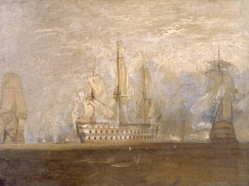 Primeiro esboço para a batalha de Trafalgar (Joseph Mallord William Turner) - Reprodução com Qualidade Museu