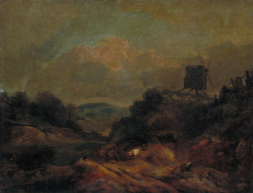Paisagem com moinho de vento e arco-íris parcialmente, depois de Gainsborough (Joseph Mallord William Turner) - Reprodução com Qualidade Museu