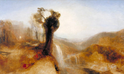 Paisagem do sul com aqueduto e cachoeira (Joseph Mallord William Turner) - Reprodução com Qualidade Museu
