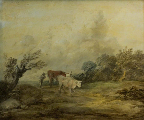 Paisagem com um camponês conduzindo vacas