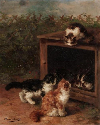 Gatinhos travessos (Alfred-Arthur Brunel de Neuville) - Reprodução com Qualidade Museu