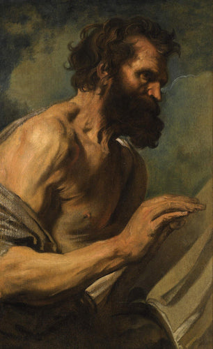 Estudo de um homem barbudo com as mãos levantadas (Anthony van Dyck) - Reprodução com Qualidade Museu