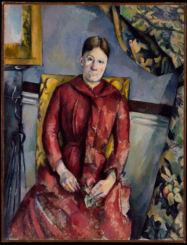Retrato de Madame Cézanne em um vestido vermelho (Paul Cézanne) - Reprodução com Qualidade Museu