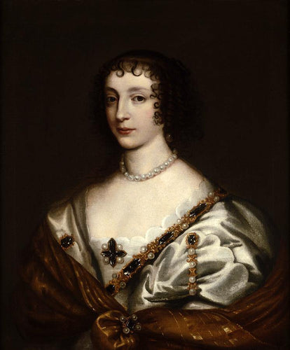 Retrato de Henrietta Maria, Rainha da Inglaterra, Consorte de Carlos I (Anthony van Dyck) - Reprodução com Qualidade Museu