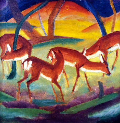 Red Deer I (Franz Marc) - Reprodução com Qualidade Museu