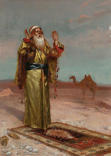 Homem orando no deserto (Rudolf Ernst) - Reprodução com Qualidade Museu