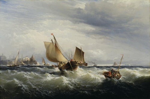 Barcos pesqueiros batendo em barlavento (Edward Moran) - Reprodução com Qualidade Museu