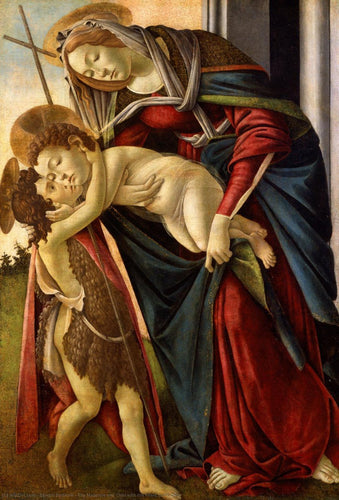 A Madona e o Menino com o Menino São João (Sandro Botticelli) - Reprodução com Qualidade Museu